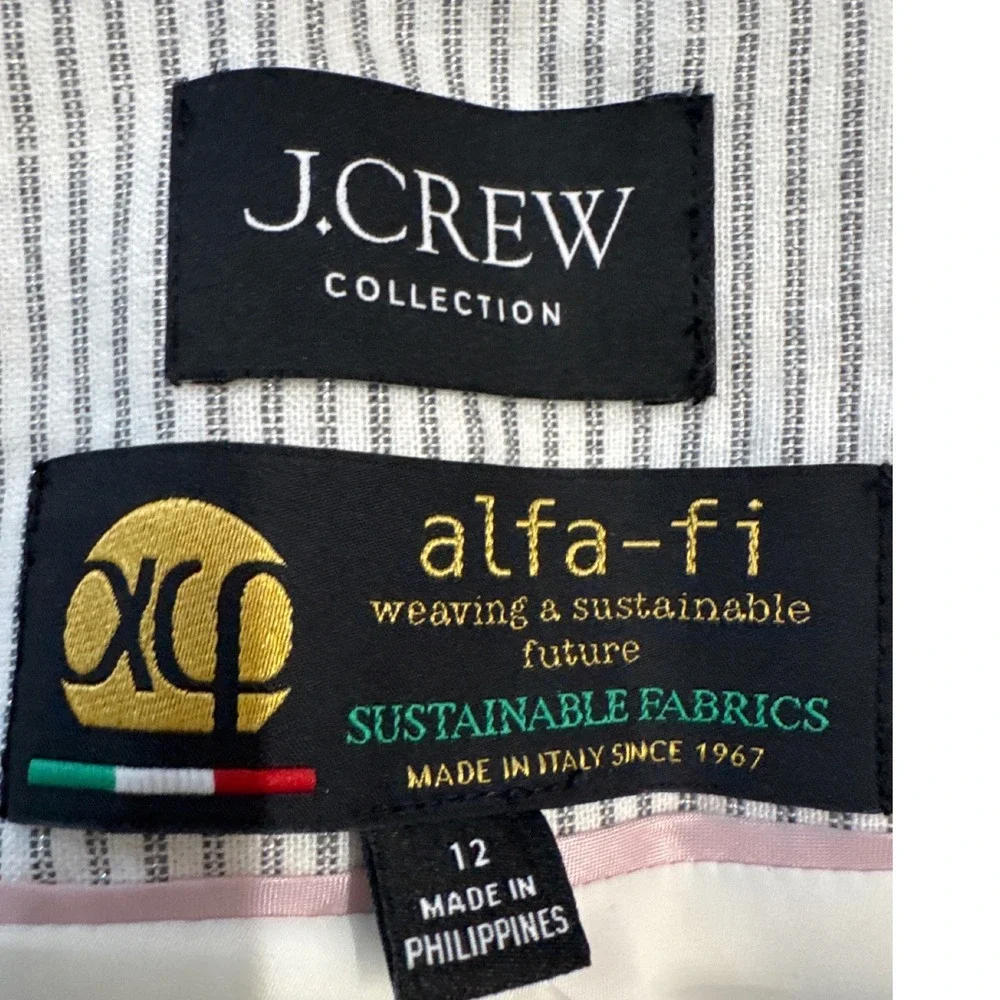 J.Crew Collection Women's Suit Vest Italian Linen White Grey Size 12 NEW